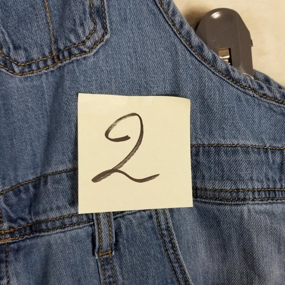 Torrid Overalls Womens 18R Blue Denim Cotton Button Front Tie Back Straight Leg